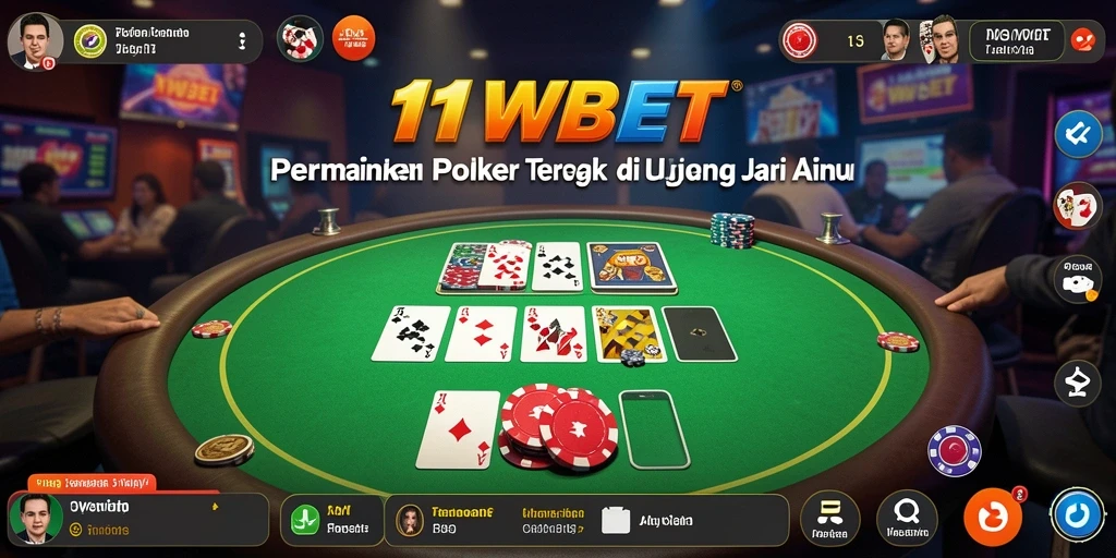 Tampilan gameplay seru di 11WBET dengan banyak pemain poker.