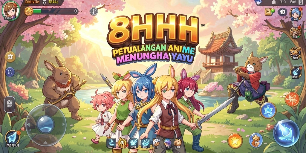 Tampilan gameplay 8HHH yang menampilkan pertarungan karakter Anime.
