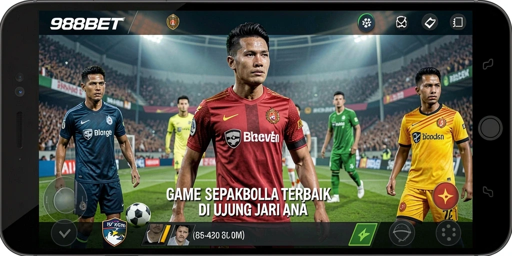 Screenshot gameplay 988BET menunjukkan pertandingan sepakbola yang mendebarkan.