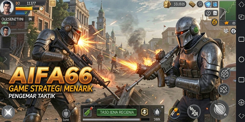 Screenshot utama AIFA66 menampilkan pertarungan strategi yang intens.