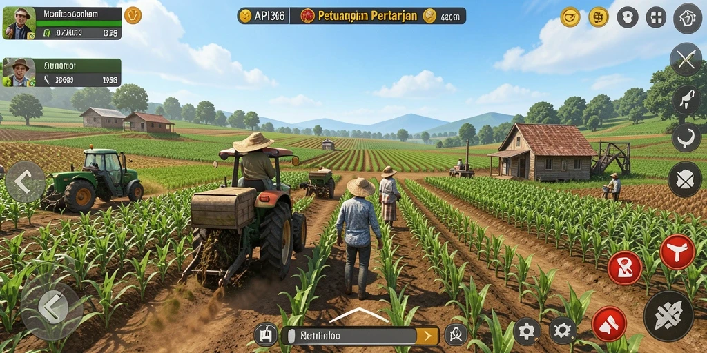 Tangkapan layar API36 menampilkan aksi bertani yang menyenangkan.