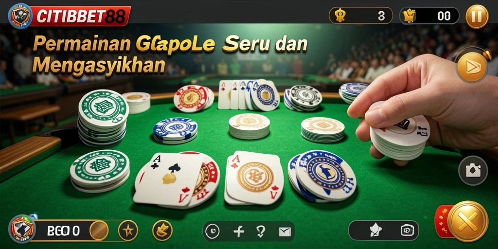 Gameplay CITIBET88 yang seru dan interaktif saat bermain Gaple.