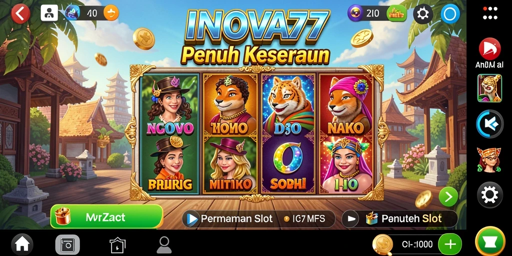 Tampilan gameplay menarik dari INOVA77 dengan berbagai tema Slot.