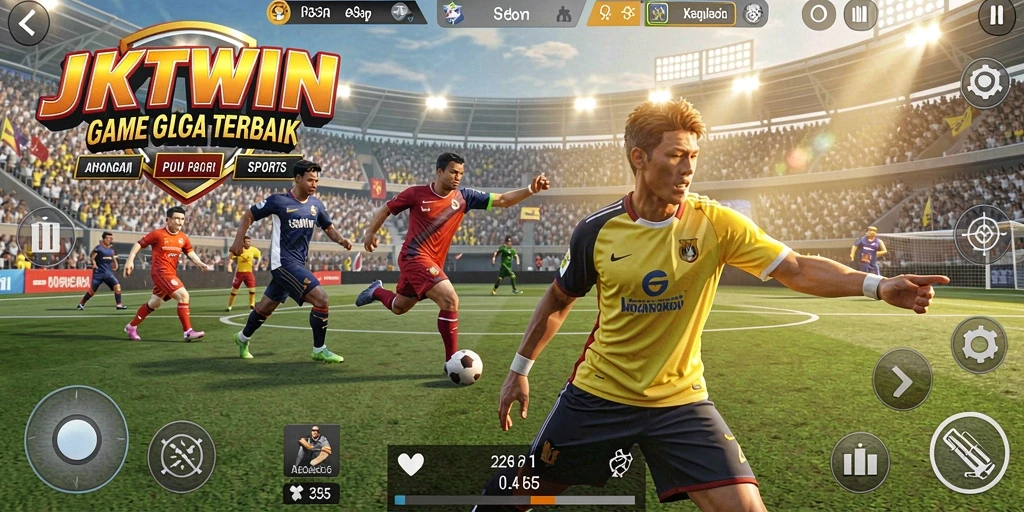 Tampilan gameplay JKTWIN yang intens dan kompetitif di arena olahraga.