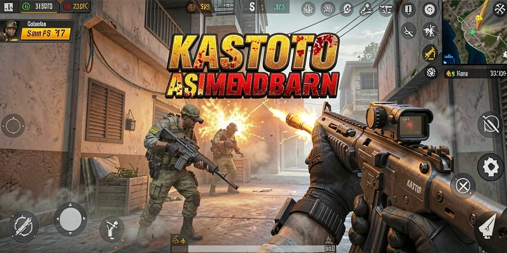 Tangkapan layar KASTOTO menampilkan aksi tembak-menembak yang mendebarkan.