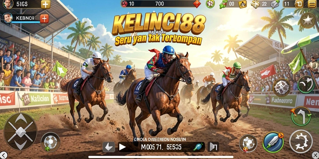 Screenshot gameplay KELINCI88 yang menampilkan balapan seru di lintasan.