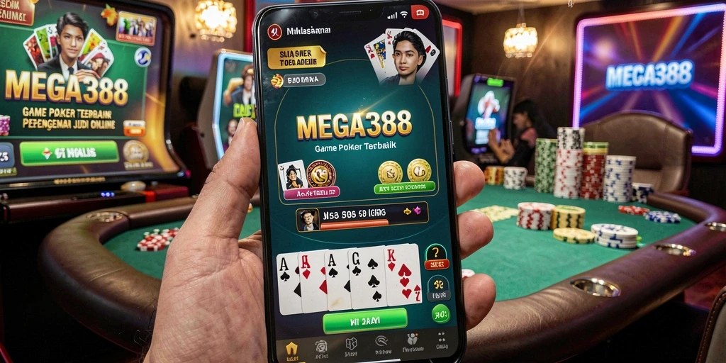 Tangkapan layar utama MEGA388 menampilkan gameplay poker yang seru dan interaktif.