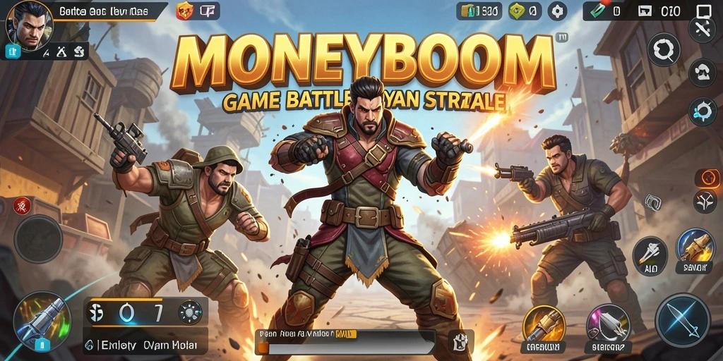 Gameplay intens dalam MONEYBOOM yang menunjukkan aksi Battle Royale.