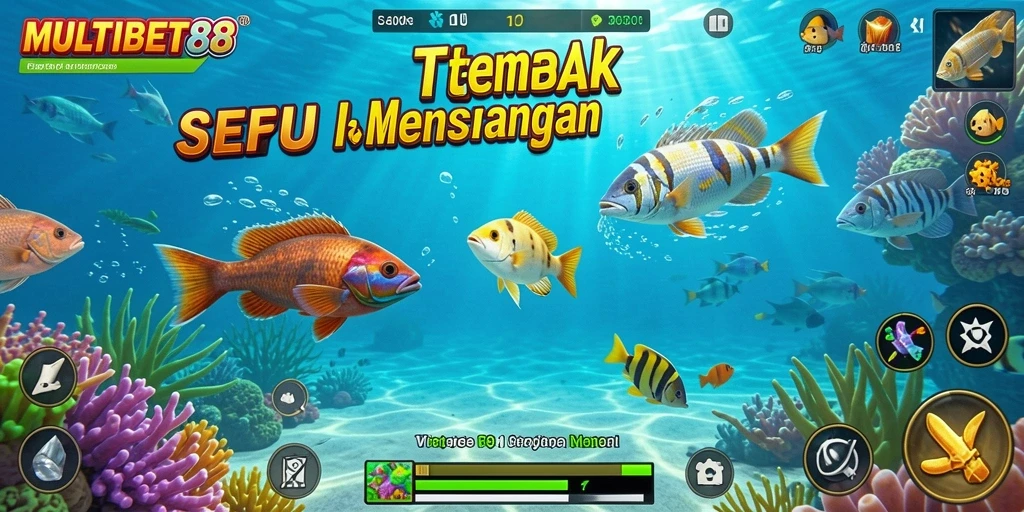 Tangkapan layar utama MULTIBET88 menunjukkan aksi seru dalam menembak ikan.