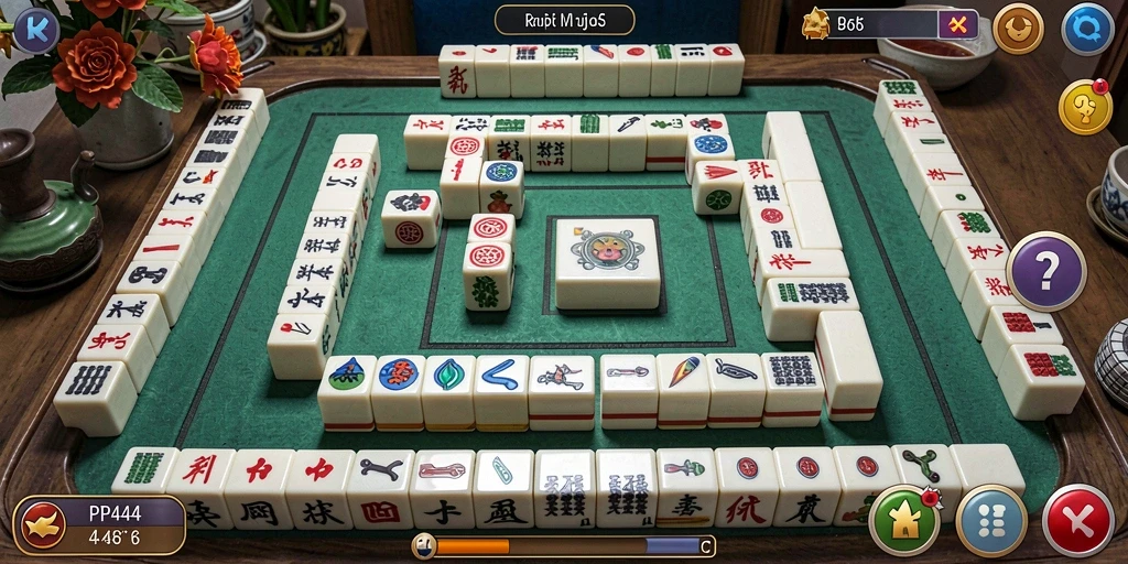 Tangkapan layar permainan PP444 menampilkan aksi seru Mahjong.