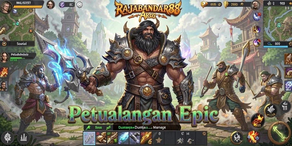 Tampilan gameplay menakjubkan di RAJABANDAR88 dengan karakter beraksi.