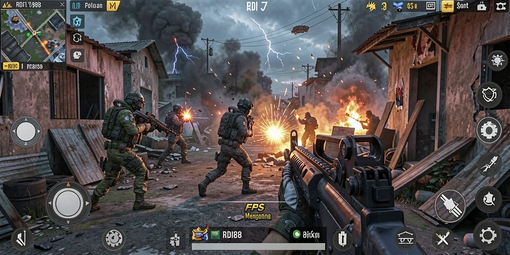 Screenshot pertempuran epik dari gameplay RDI88 yang seru.
