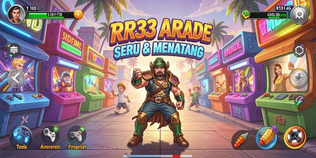 Tampilan gameplay RR33 dengan tantangan arcade yang seru dan grafik mengesankan.