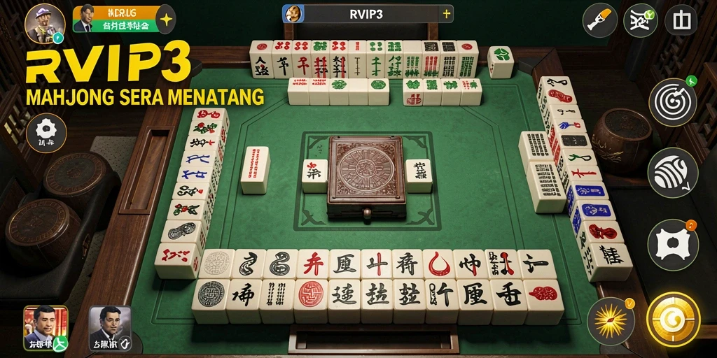 Screenshot gameplay RVIP3 yang memperlihatkan keseruan permainan Mahjong.