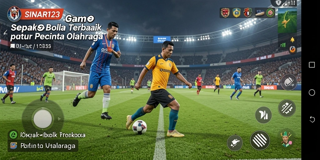 Layar gameplay yang menampilkan pertandingan sepak bola yang mendebarkan.