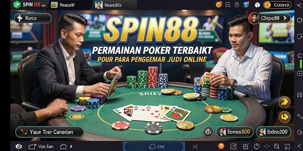 Tampilan gameplay poker seru dan menegangkan di SPIN88.