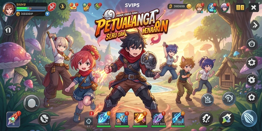 Screenshot gameplay SVIP5 menampilkan aksi seru dan karakter anime yang memikat.