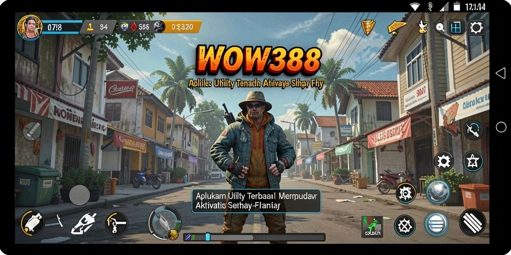 Tampilan utama aplikasi WOW388 dengan fitur-fitur utility yang menarik.