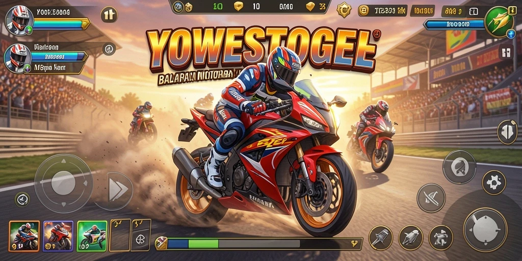 Tampilan gameplay YOWESTOGEL yang mendebarkan saat balapan motor.